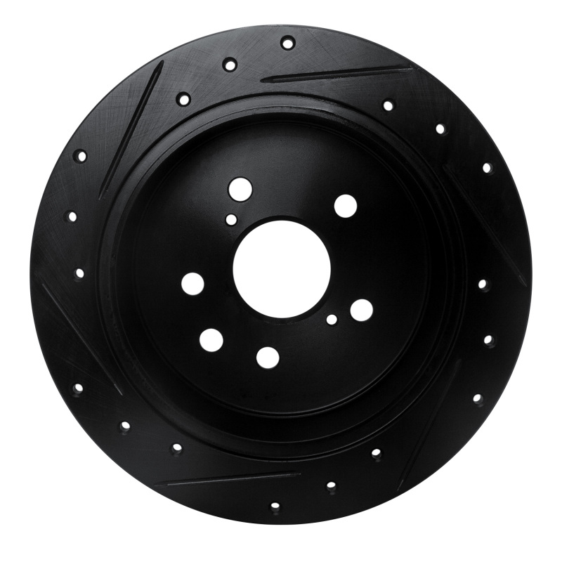 Lexus IS250 Brake Rotor (1) - Rear Right - R1 Concepts - Drilled & Slotted - Black - `06-`15